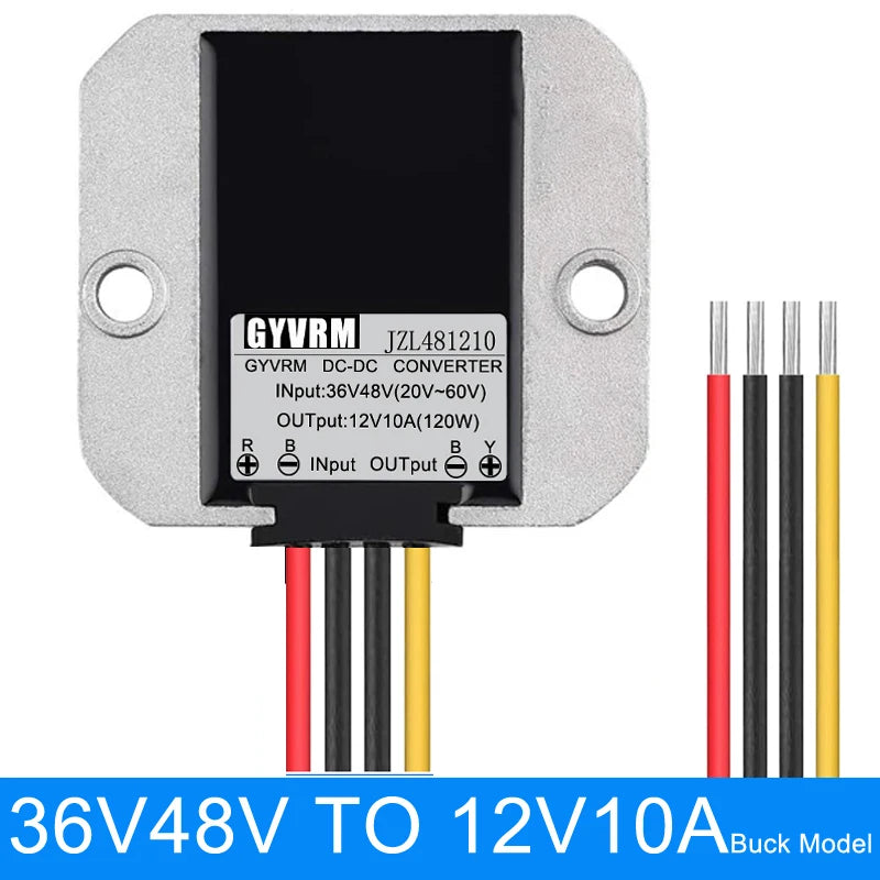 GYVRM 24V 36V 48V 60V to 12V 5A 6A 8A 10A Step-down DC DC Converter 48V-12V Voltage Regulator Buck Car Truck Boat Power Supply by MVEnergo