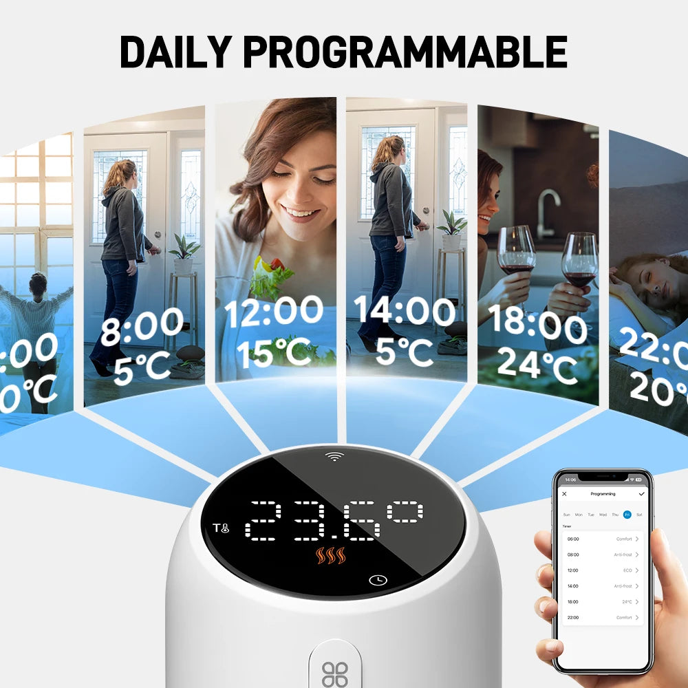 Smart Home TRV Thermoregulator Programable Heating Thermostat Valve Tuya WIFI Zigbee Radiator with Google Home Alexa