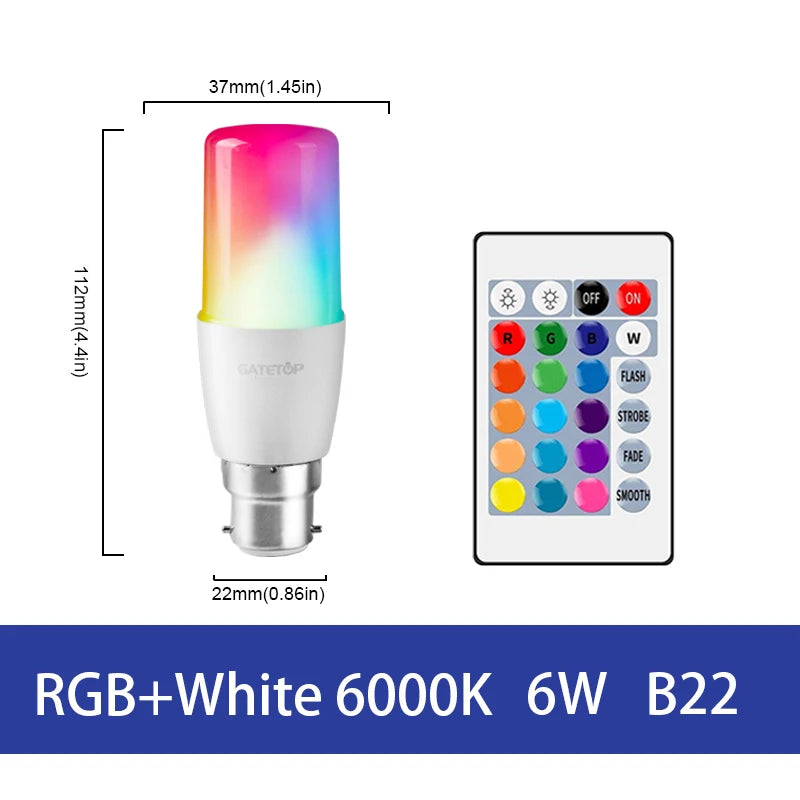 LED RGB Lamp Spotlight Bulb AC220-240V Bombillas LED E27 E14 GU10 B22 6W 10W IR Remote Control Led Smart RGBW Lamp Home Decor by MVEnergo