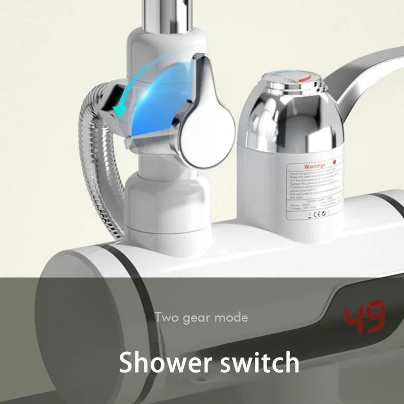 3000W EU Plug Instant Electric Water Heater Shower Digital Display 220V Kitchen Bathroom Tankless Hot Water Faucet Heater by MVEnergo