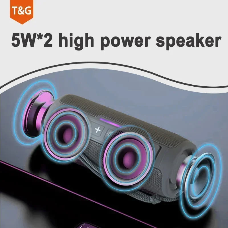 T&G TG365 Portable Bluetooth Speaker Dual Bass LED Wireless Subwoofer Waterproof Outdoor Boombox FM AUX BT TF Music Player by MVEnergo