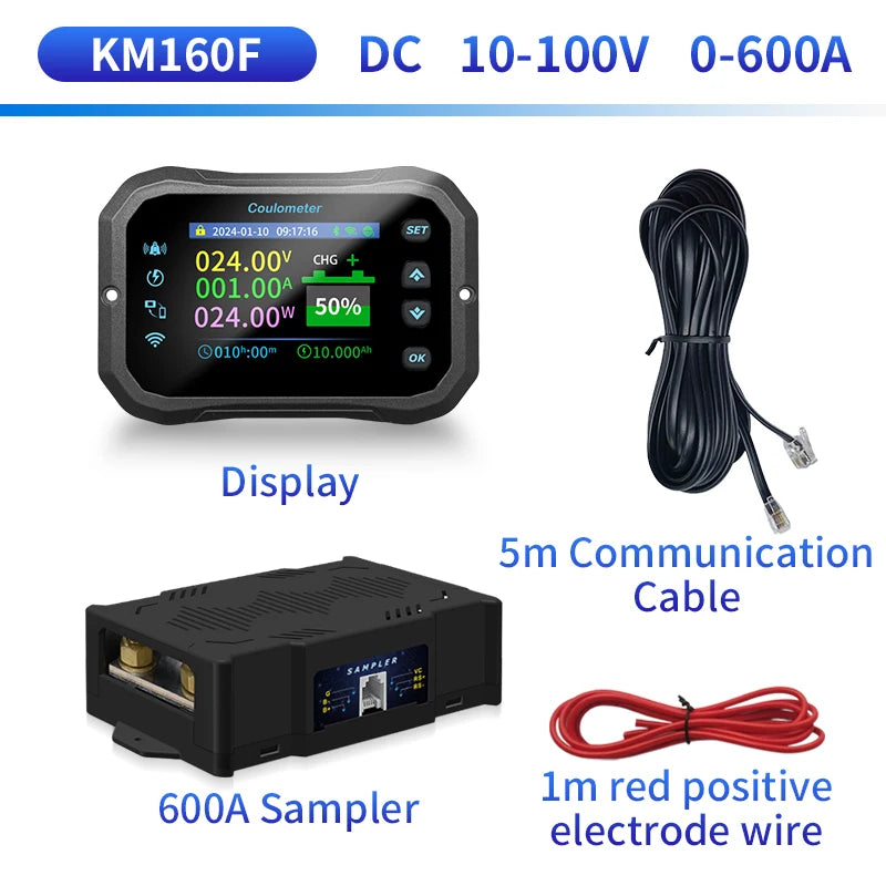 2024 New WiFi Coulomb Meter KM140F Power Volt-Ammeter lithium Lead acid Battery Capacity Indicator RV Battery Monitor