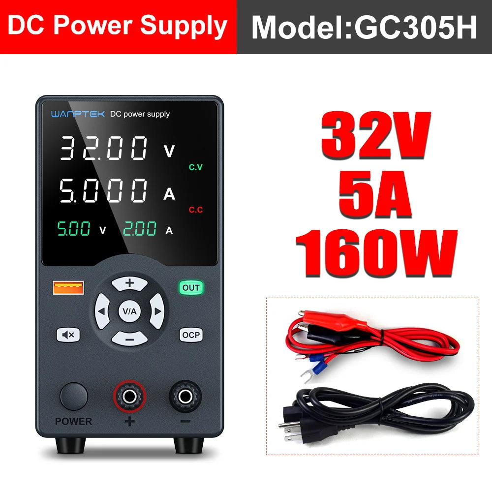 Wanptek Adjustable DC power supply 30V 10A 60V 5A Lab Bench Power Source Stabilized Power Supply Voltage Regulator Switch 120V3A by MVEnergo