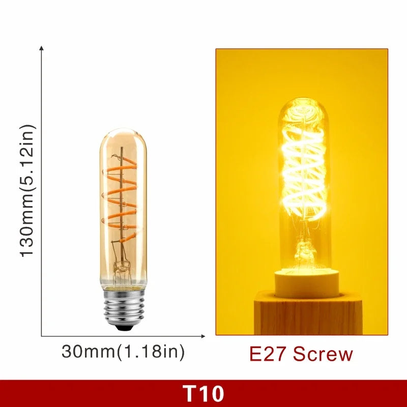E14 E27 Retro LED Spiral Filament Light Bulb 4W Warm Yellow 220V C35 A60 T45 ST64 T185 T225 G80 G95 G125 Vintage Edison Lamp by MVEnergo