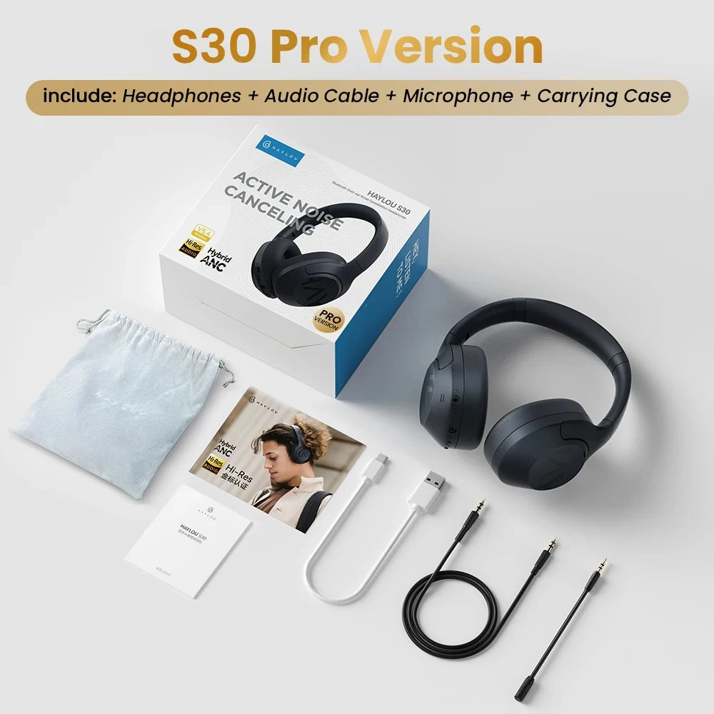 HAYLOU S30 Wireless Bluetooth 5.4 Headphones 43dB Adaptive Noise Cancelling Headsets 40mm Driver 80H Playtime Earphones by MVEnergo