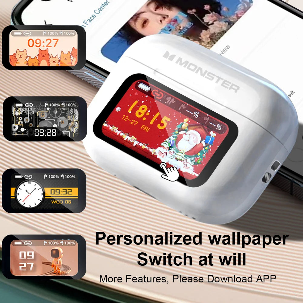 MONSTER Tws Wireless Bluetooth Earphones HD Stereo Sound Earbuds Headphones Charging Box LCD Touch Display Sports In-Ear Headset by MVEnergo