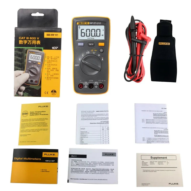 Fluke 101 101KIT 106 107 Handheld Auto-ranging Digital Multimeter Pocket AC/DC Voltage Resistance Capacitance Tester by MVEnergo