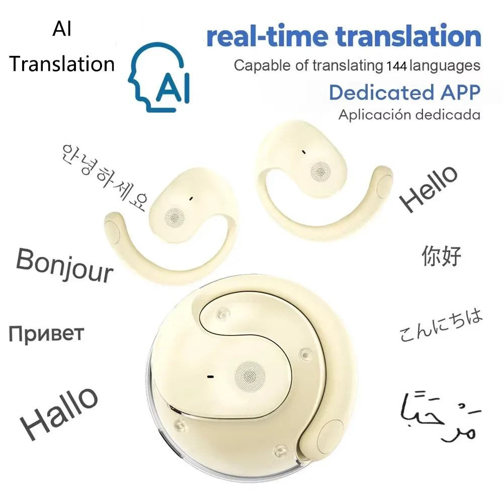 144-Language AI Translation Headphones: Wireless Ear-Hook Style for Real-Time Communication During Travel by MVEnergo