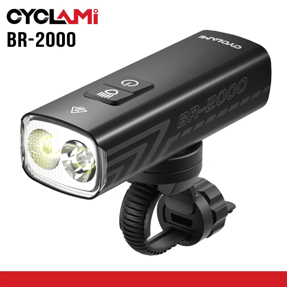 2000 Lumens CYCLAMI Bike Headlight Bicycle Flashlight Handlebar Type-C MTB Road Highlight BR2000 Front Lamp Light Aluminum Alloy by MVEnergo