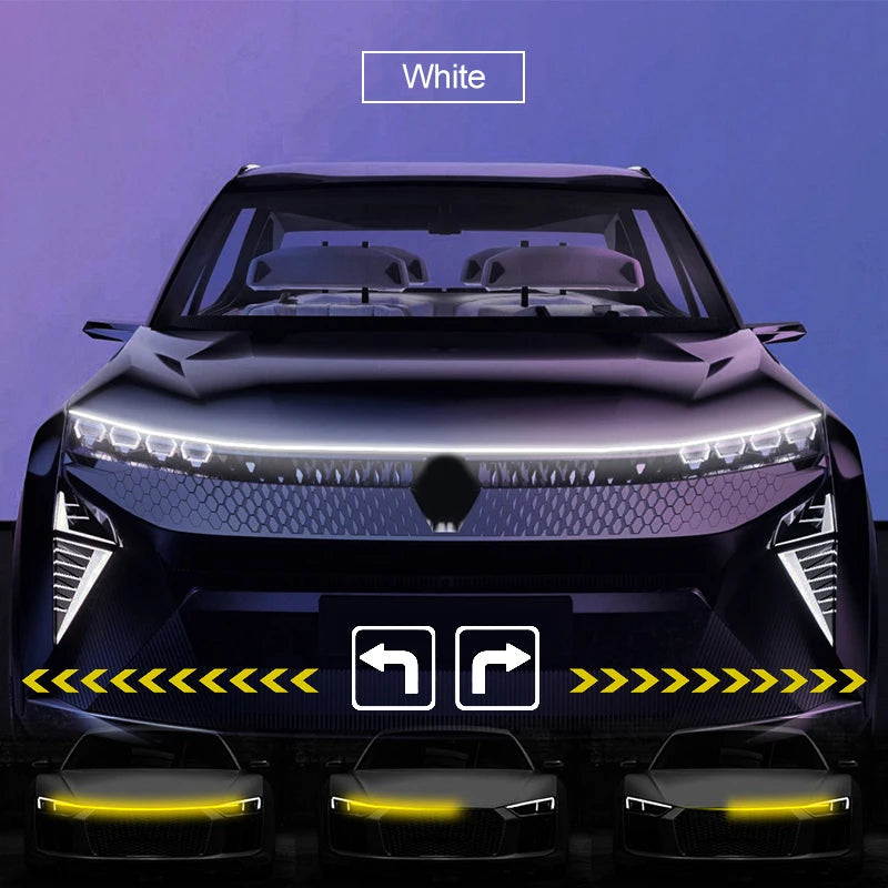 LED Car Hood Decorative Light Strip Start Scan Dynamic Ambient Light Car Daytime Running Light DRL With Turn Signal Lamp 12V by MVEnergo