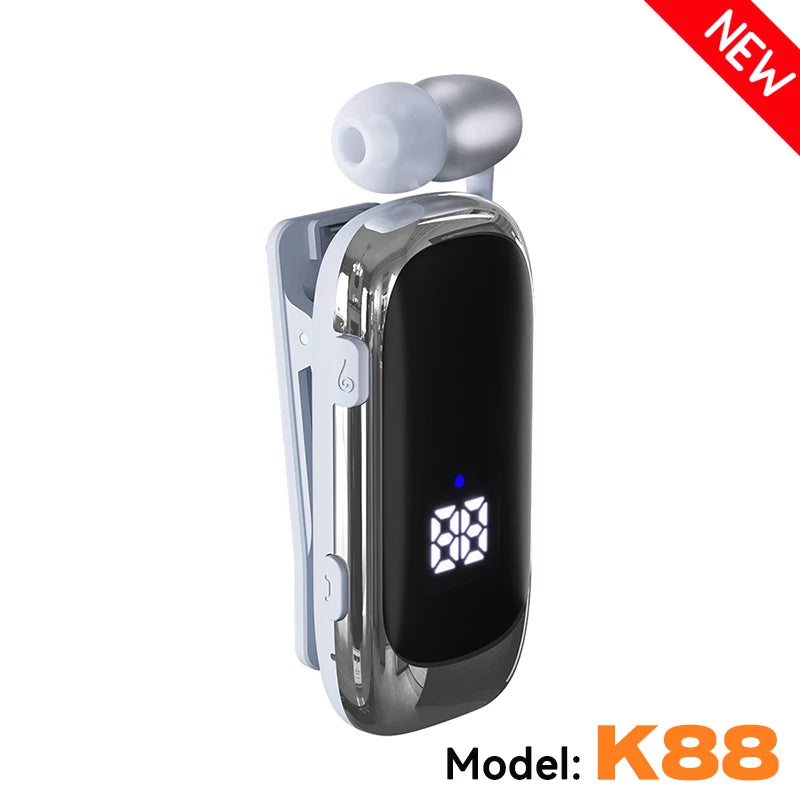 K55 Lavalier Business Bluetooth 5.2 Headphone Talk/Music Time 20 Hours,LED Digital Display,Noice Cancelling Wireless Earphones by MVEnergo