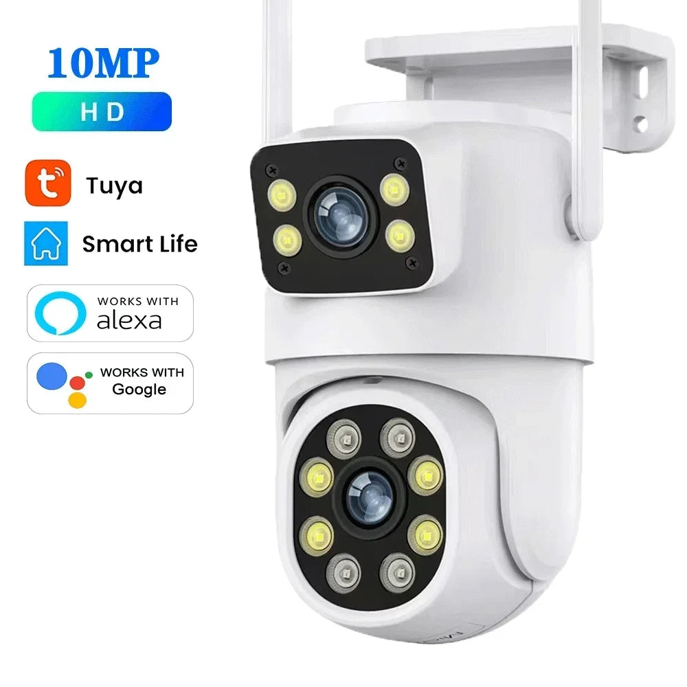 10MP Dual Lens Tuya Wifi Camera PTZ Outdoor 4K Wireless Dual Screen Security Camera Auto Tracking Monitoring Video Surveillance by MVEnergo