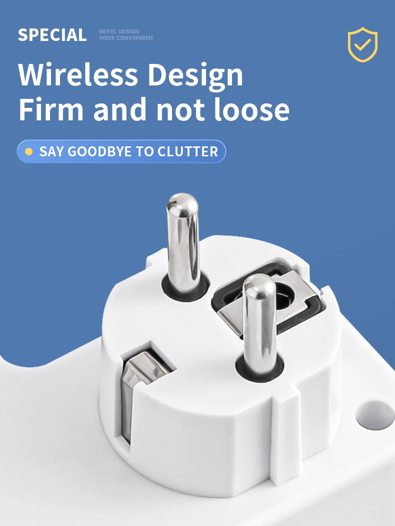 EU plug and socket 4 sockets, multi plug wall power plug and socket without extension cable or USB and Type-C port by MVEnergo