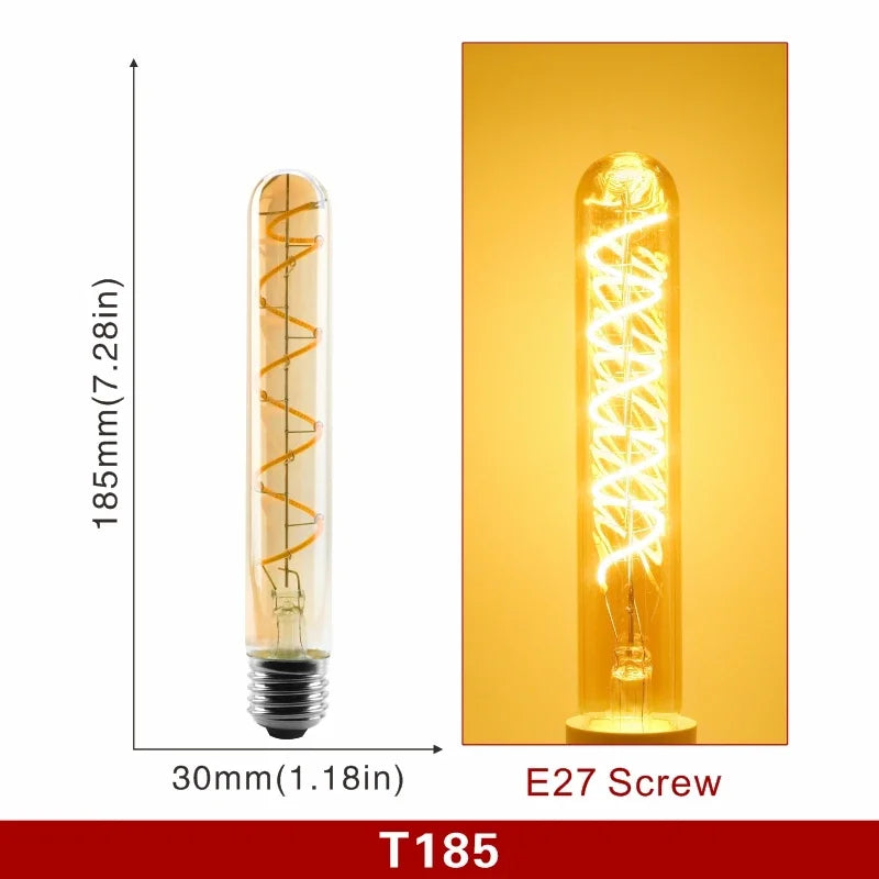 E14 E27 Retro LED Spiral Filament Light Bulb 4W Warm Yellow 220V C35 A60 T45 ST64 T185 T225 G80 G95 G125 Vintage Edison Lamp by MVEnergo