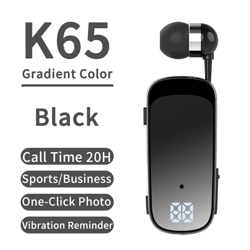 K65 K55 Lavalier Business Bluetooth 5.2 Headphone Talk/Music Time 20 Hours,LED Digital Display,Noice Cancelling Wireless Headset by MVEnergo