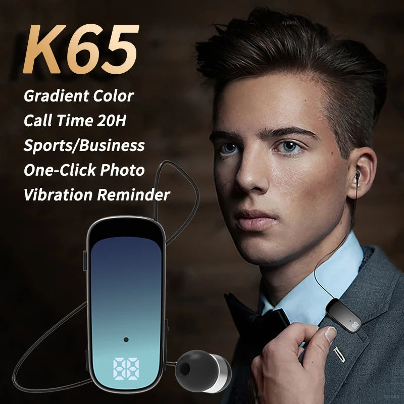 K65 K55 Lavalier Business Bluetooth 5.2 Headphone Talk/Music Time 20 Hours,LED Digital Display,Noice Cancelling Wireless Headset by MVEnergo