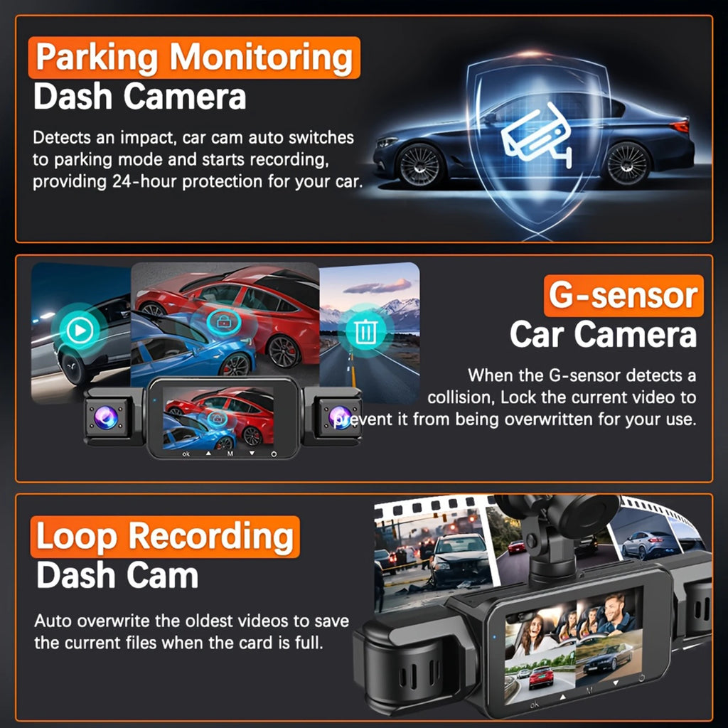 Dashcam for cars 4 Channel Black Box WiFi Driving Camera FHD 1080P Night Vision Loop Recording add Hardwire kit car accessories by MVEnergo
