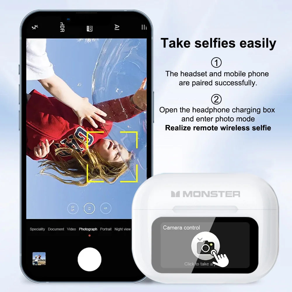 MONSTER Tws Wireless Bluetooth Earphones HD Stereo Sound Earbuds Headphones Charging Box LCD Touch Display Sports In-Ear Headset by MVEnergo