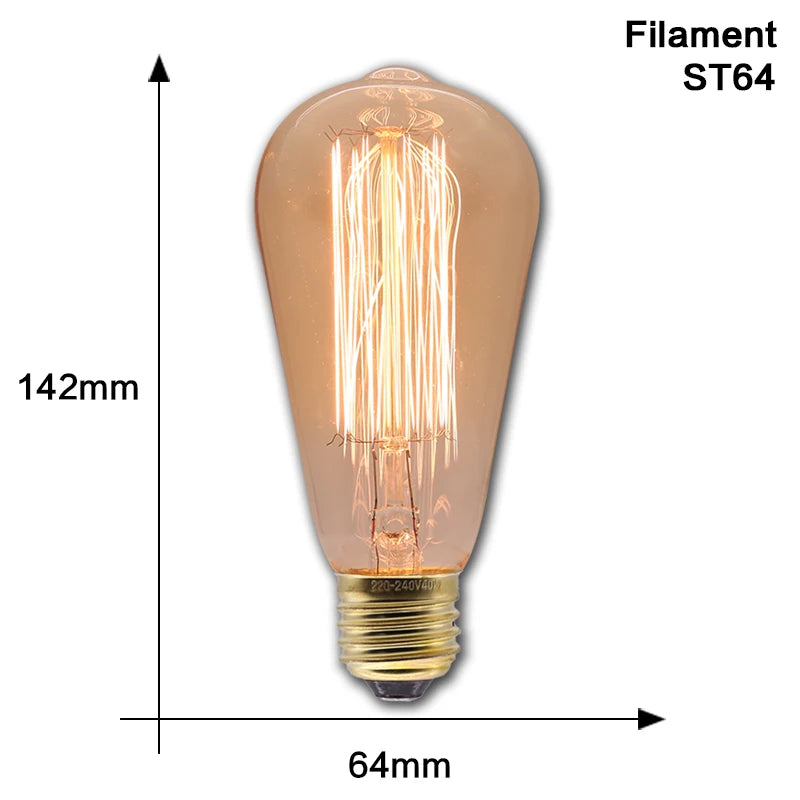 Retro Edison Light Bulb E27 40W 220V 110V Bedroom Industrial Loft Vintage Bulb For Home Decor Filament incandescent Edison Lamp by MVEnergo