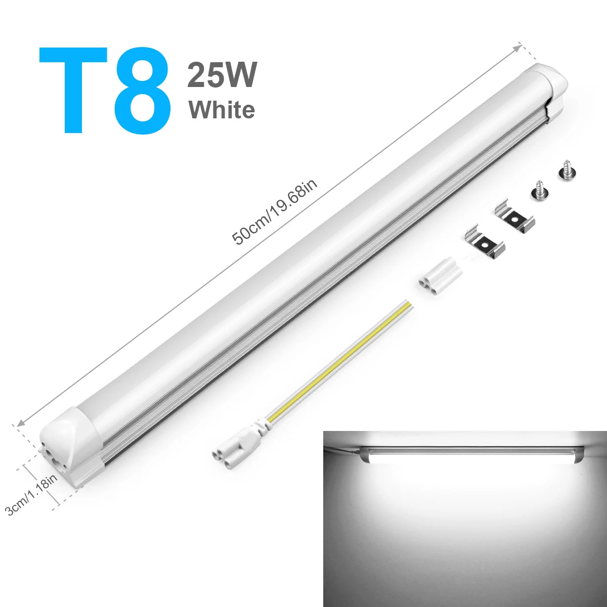 50CM T5 T8 Aluminum LED Light Tube 15W 25W LED Lamp Tube 220V For Desk Work Shop Garage Warehouse Kitchen Cabinet Lighting by MVEnergo