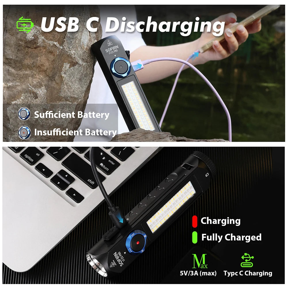 SOFIRN IF23 PRO 5000lm Flashlight XHP70B Led Rechargeable USB C Super Bright EDC Torch with RGB Magnet for Outdoor Emergency by MVEnergo
