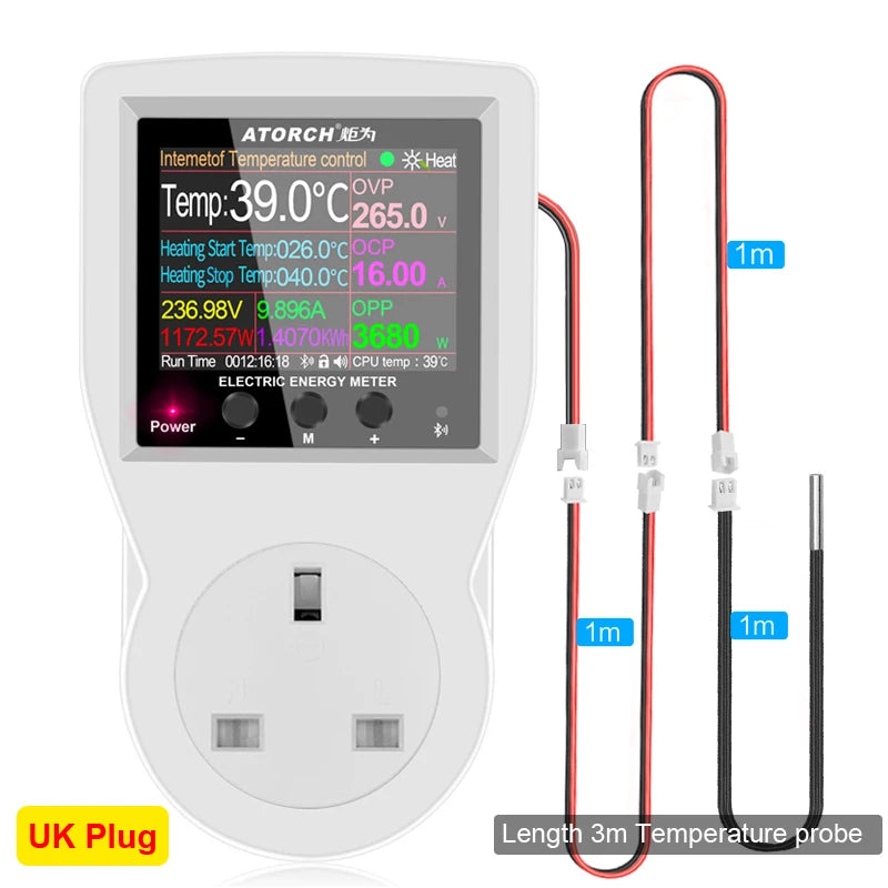 16A AC220V Tuya WIFI Digital Thermostat Socket Incubator Temperature Controller With Timer Switch Cooling Heating 3M NTC Sensor by MVEnergo