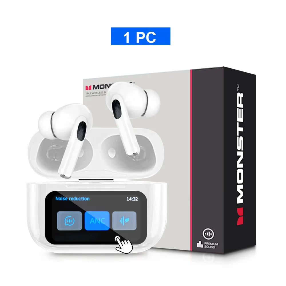 MONSTER Tws Wireless Bluetooth Earphones HD Stereo Sound Earbuds Headphones Charging Box LCD Touch Display Sports In-Ear Headset by MVEnergo