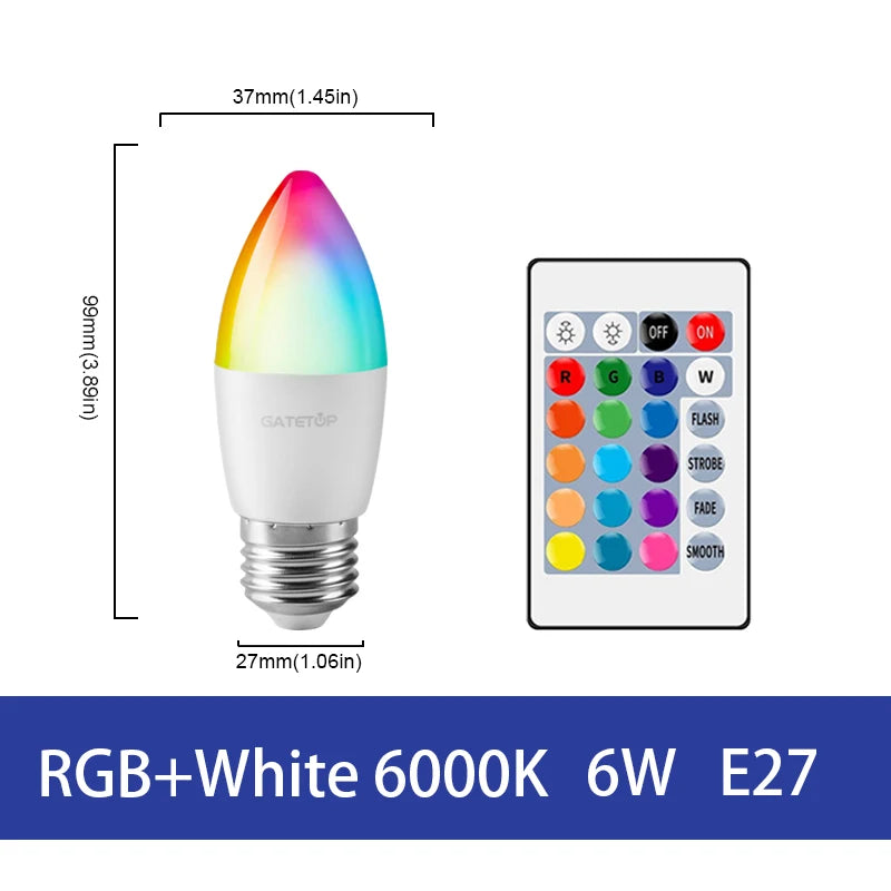 LED RGB Lamp Spotlight Bulb AC220-240V Bombillas LED E27 E14 GU10 B22 6W 10W IR Remote Control Led Smart RGBW Lamp Home Decor by MVEnergo