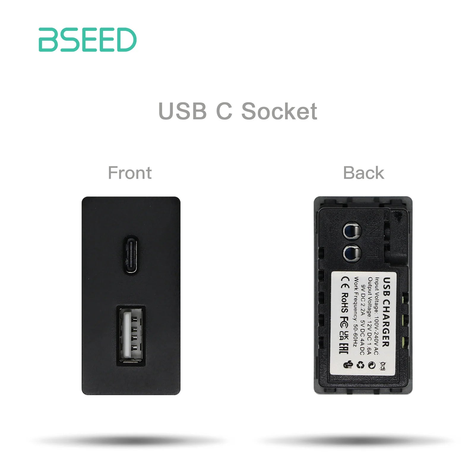 BSEED 65W PD Fast Charge Module Quick Charge Socket Part 1/2 USB Type-C 20W Wall Phone Charger Plug Support BSEED Frames by MVEnergo