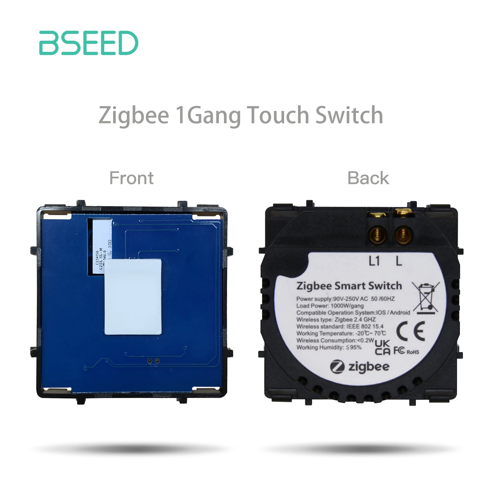 BSEED 1/2/3Gang Smart Zigbee Switches Function Part Touch Glass Front Panel EU Wall Socket Smart Plug DIY Parts Free Combination by MVEnergo