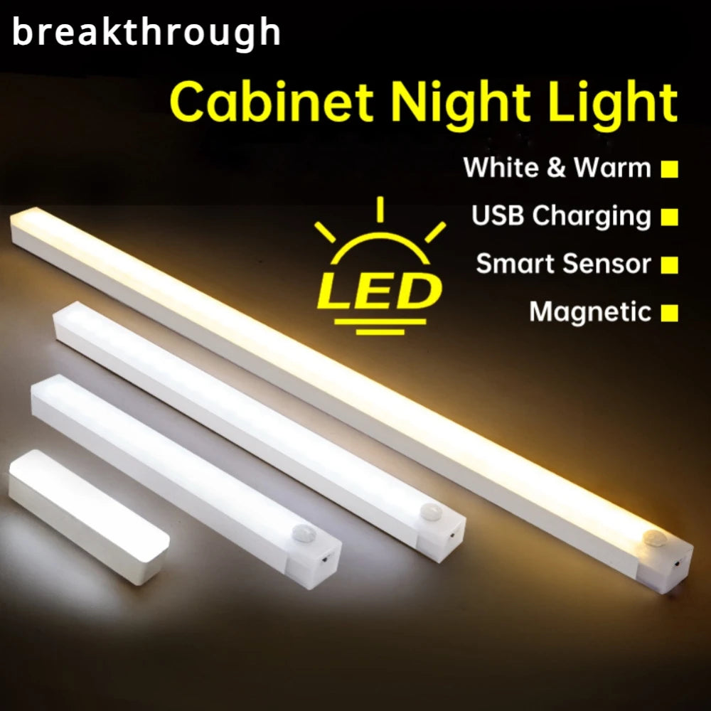 LED Motion Sensor Strip Light Wireless Sensor Night Light USB Rechargeable Detector Light Wall Lamp Kitchen Cabinet and Storage by MVEnergo