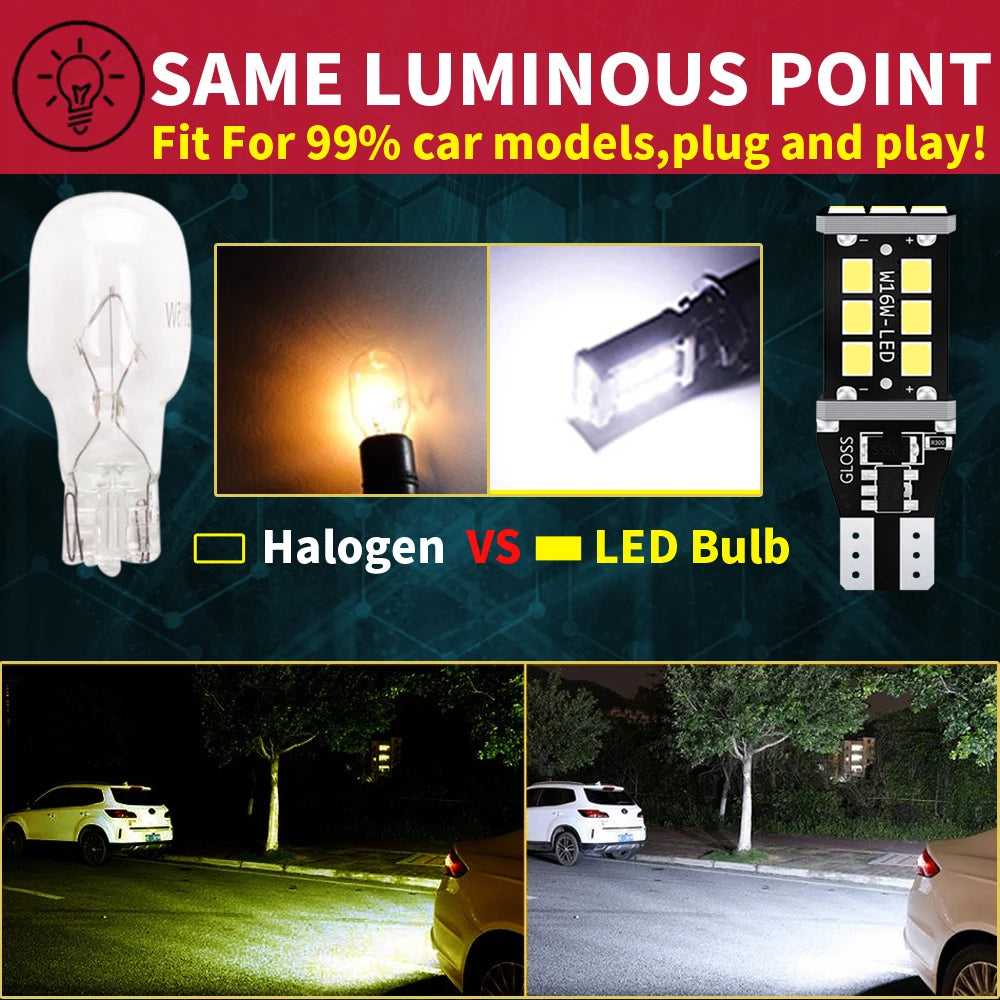 2x T15 W16W LED Super Bright 15SMD 2835 921 912 LED Canbus No ERROR Car Backup Stop Reserve Lights Bulb Brake Lamp red White by MVEnergo