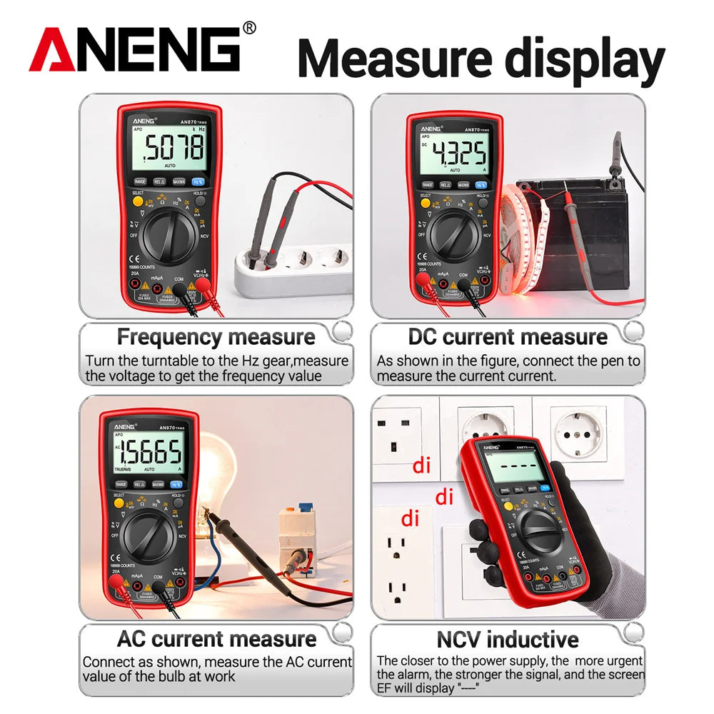 ANENG AN870 Digital Multimeter 19999 Counts True Rms Multimeters AC/DC Current Meter Voltimetro Profesional Voltage Tester f by MVEnergo
