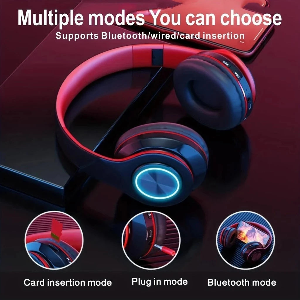 Wireless Bluetooth 5.0 Headphone With Microphone On-Ear Headset Stereo Sound Earphones Sports Gaming Foldable Headphones Game by MVEnergo