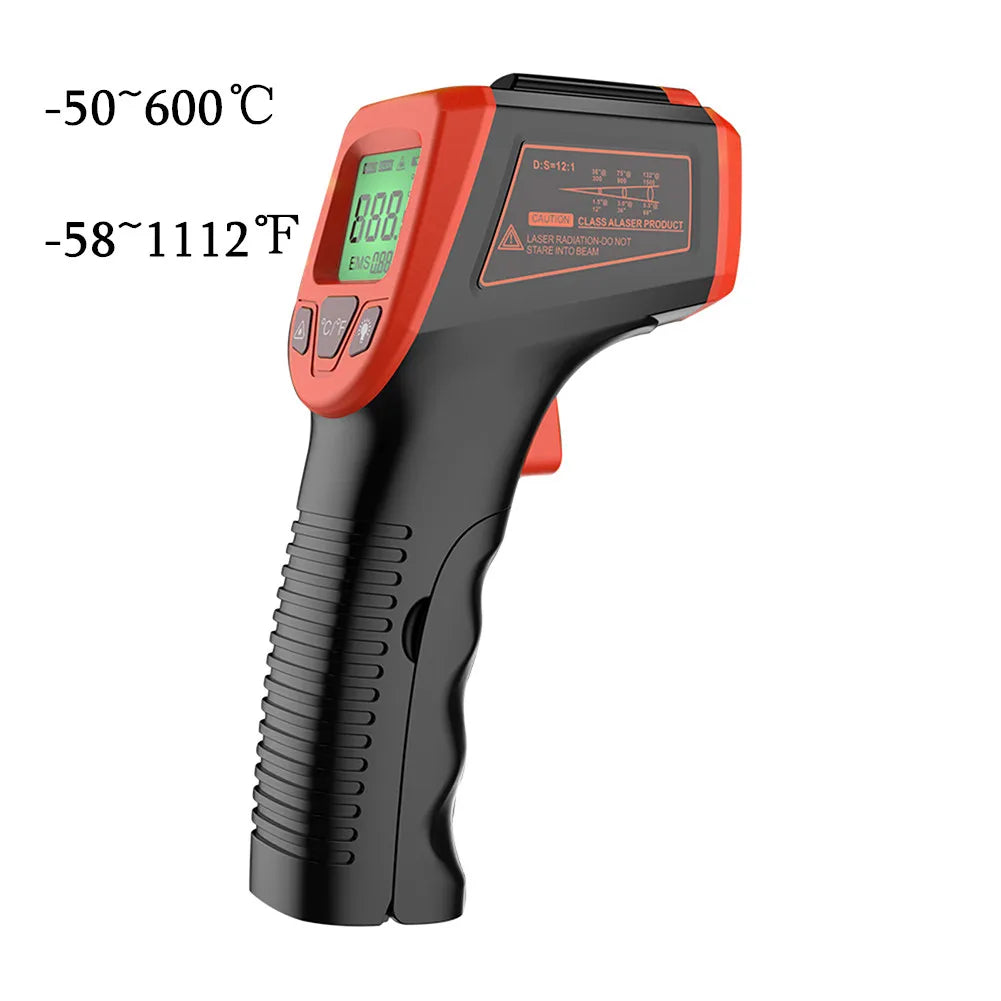 Digital Infrared Thermometer -50~600℃ / -58~1122℉ Contactless Temperature Tester IR Laser Pyrometer LCD Non-Contact Pyrometer by MVEnergo