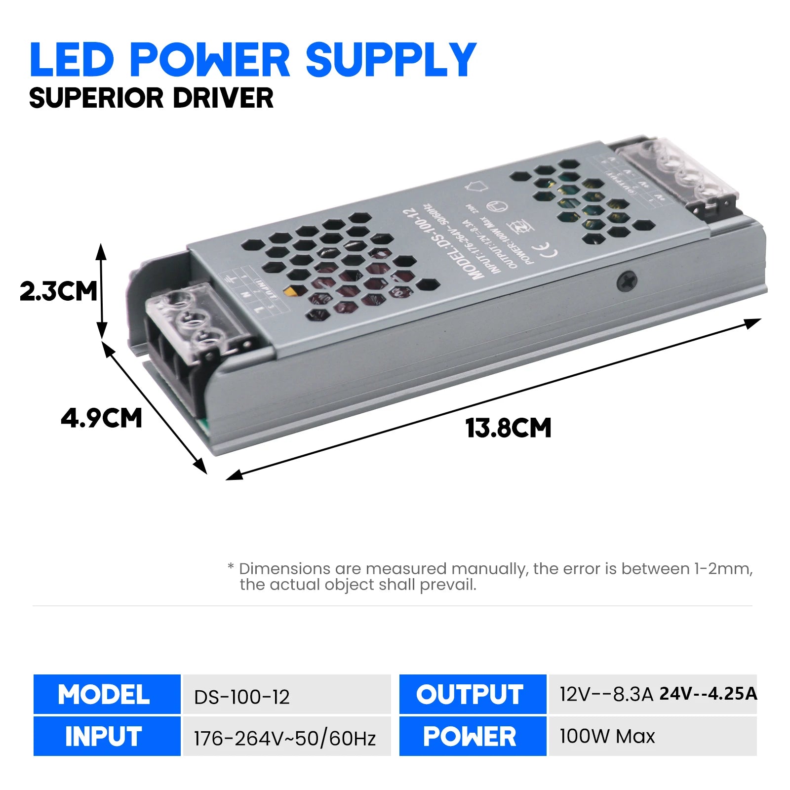 12V 24V Power Supply for LED Strip AC176-264V Ultra Thin Lighting Transformers 60W 100W 200W 300W 400W LED Driver Power Adapter