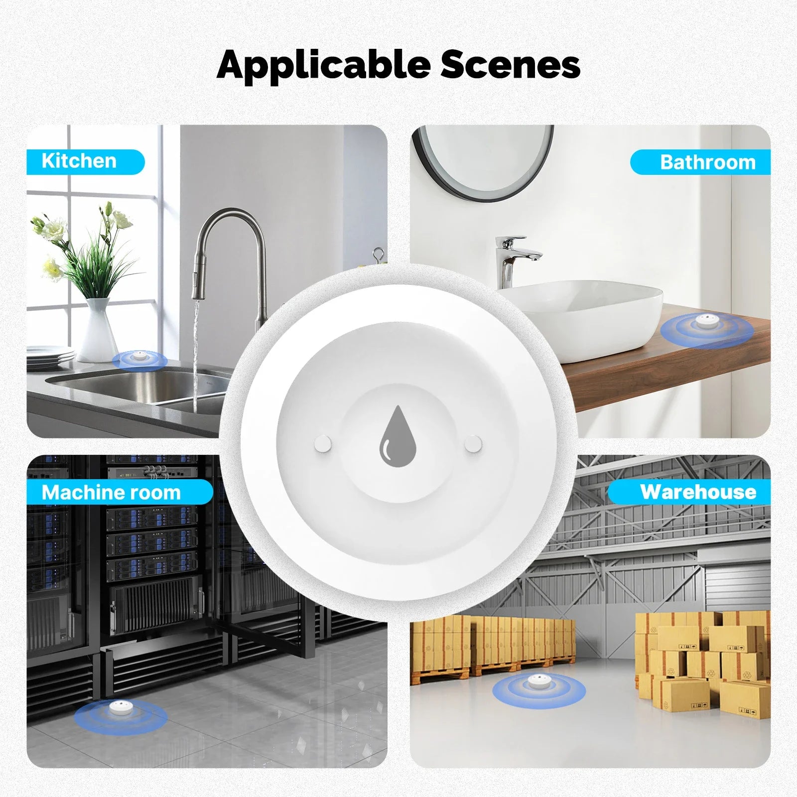 Tuya ZigBee Smart Water Sensor Detector Flood Leakage Alarm APP Control Waterproof for Home Kitchen Bathroom Smart Life Gateway