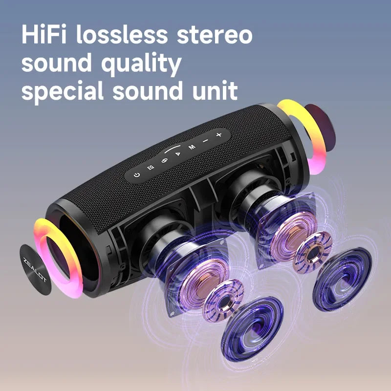 ZEALOT-S56 Bluetooth Speaker 40W Output Power Bluetooth Speaker with Excellent Bass Performace IPX6 Waterproof Camping Outdoor by MVEnergo