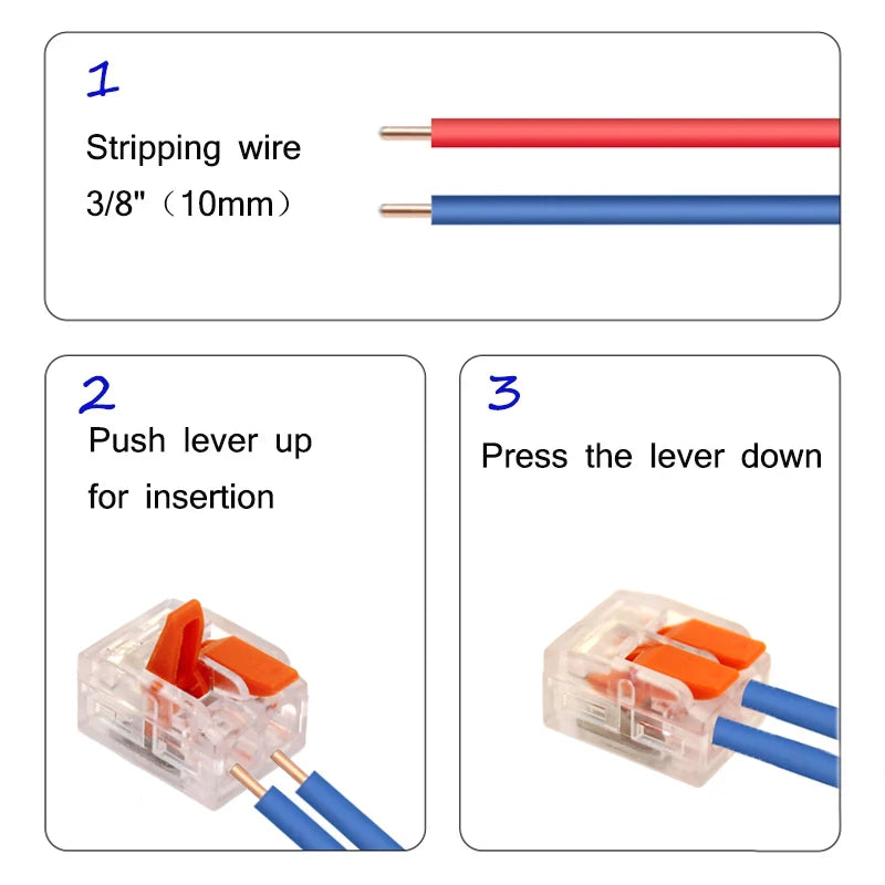 20/90pcs Box Electrical Lever Wire Connectors 2 Port 3 Port 5 Port Electric Cable Clamp Mini Quick Wire Terminal Connector