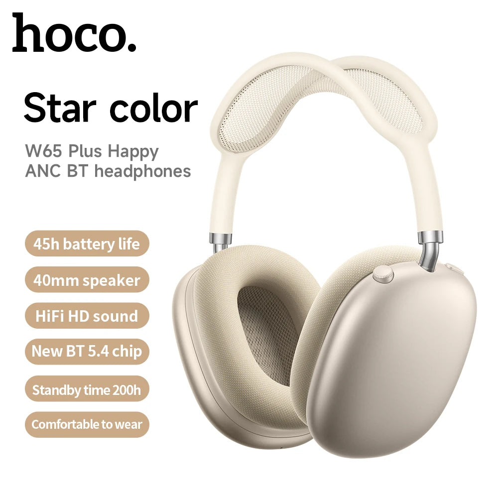 HOCO W65 Plus AirPods Max ANC Noise Reduction Bluetoothe Headphone Over Ear Big Earphones Hifi Headsets With Magnetic Earmuffs by MVEnergo