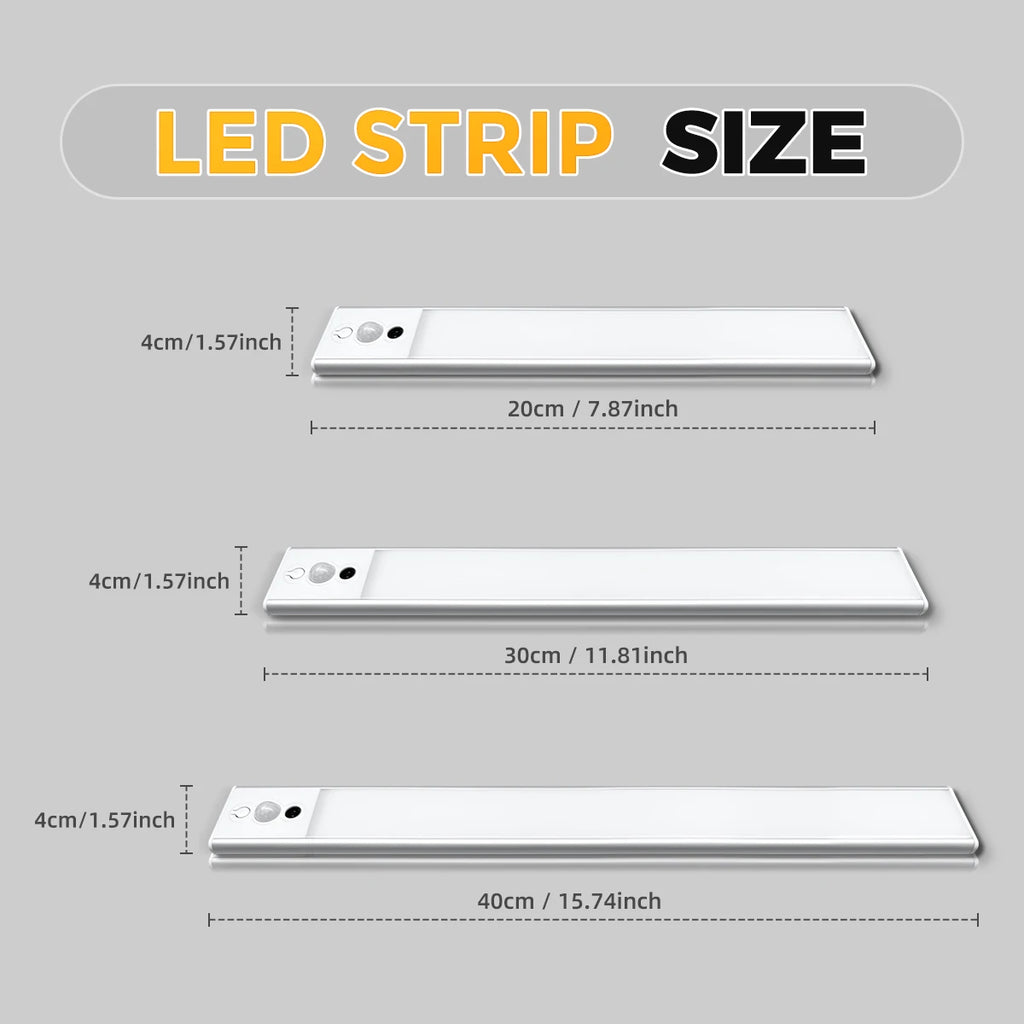 LED Under Cabinet Lights, 3 in 1 Motion Sensor Lights Indoor with Hand Wave Activated, 3 Color Temperature Wardrobe Light, USB by MVEnergo