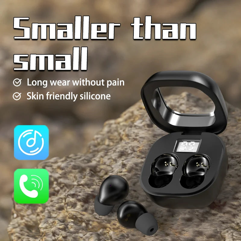 SK19 Bluetooth 5.3 Earphones Mini Invisible Headphones TWS Wireless Earbuds HIFI Stereo Noise Reduction Heasets with Microphones by MVEnergo