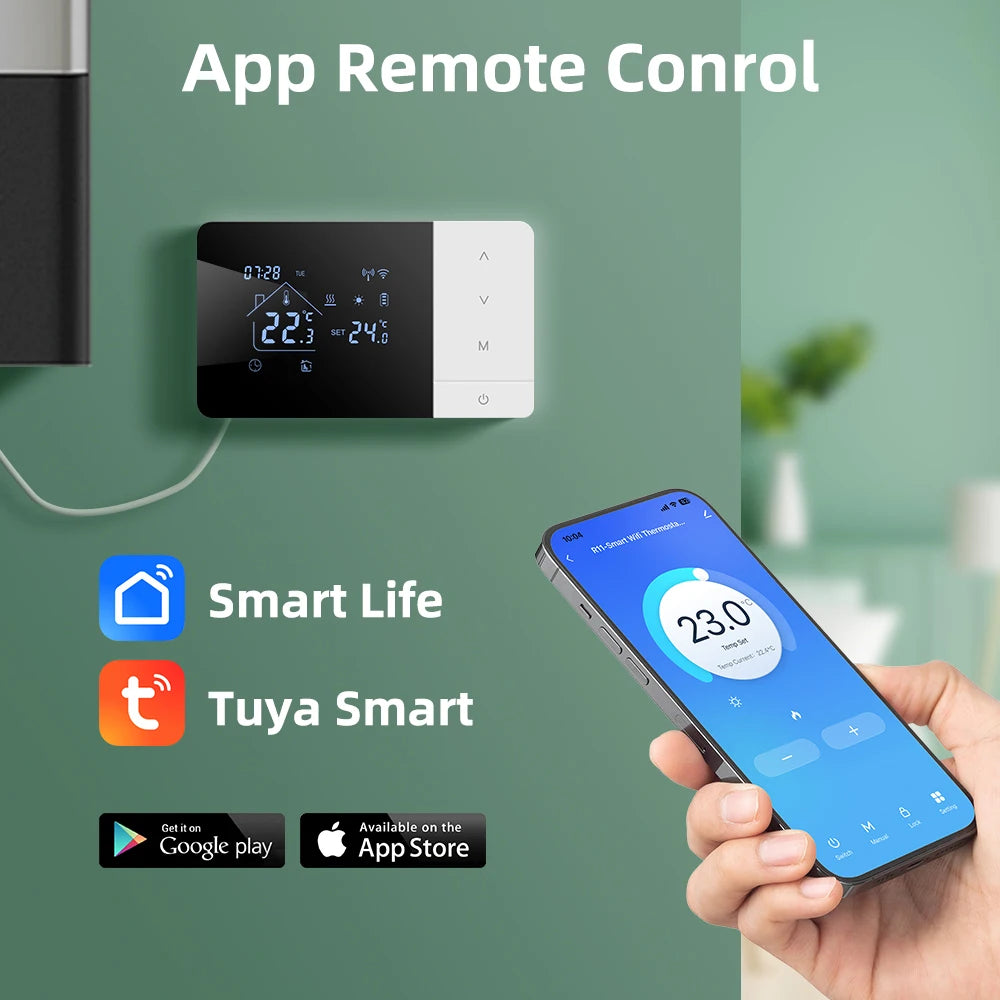 Beok Tuya Heating/Cooling Thermostat for Gas Boiler Smart Home Battery-powered Thermoregulator Daily programming Work with Alexa