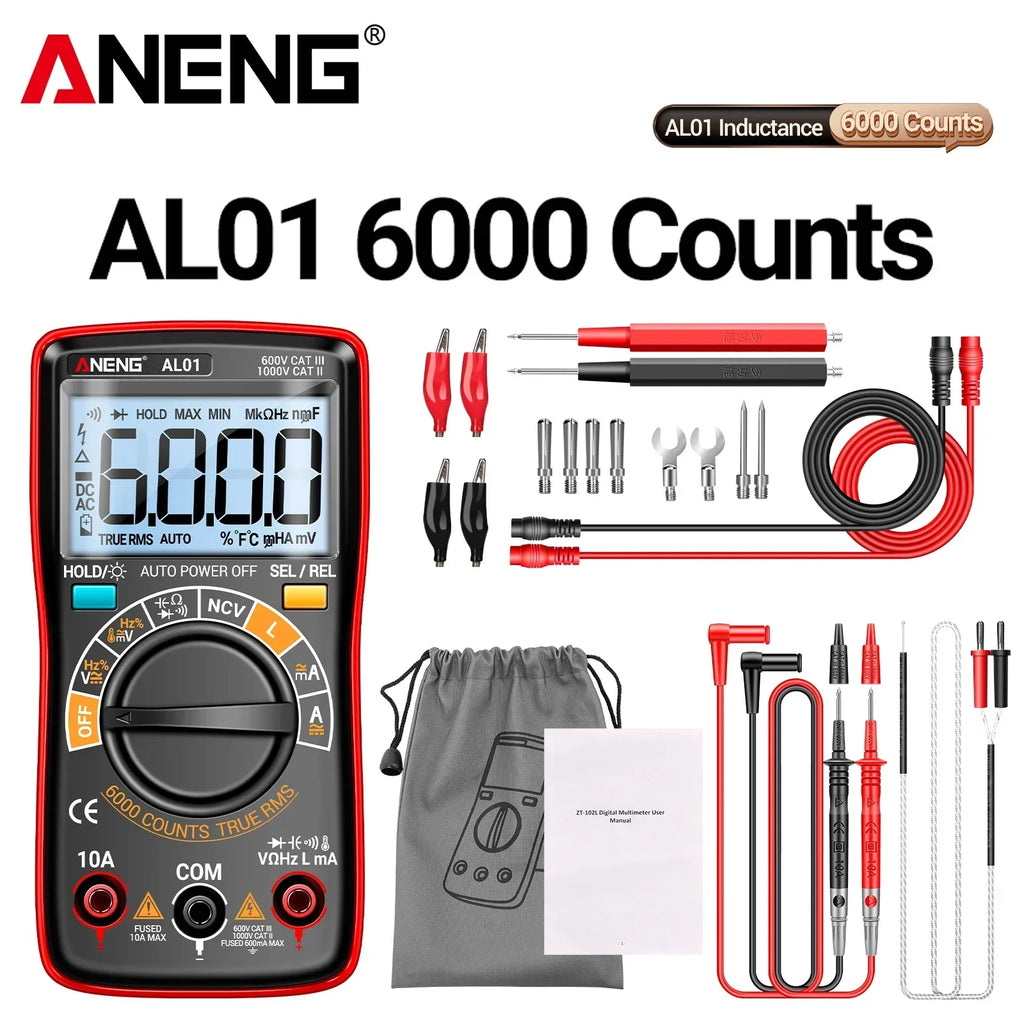 ANENG AL01 Inductance Digital Multimeter 6000 Counts True-RMS AC/DC Voltage Meter Current Tester Professional Electrician Tools by MVEnergo