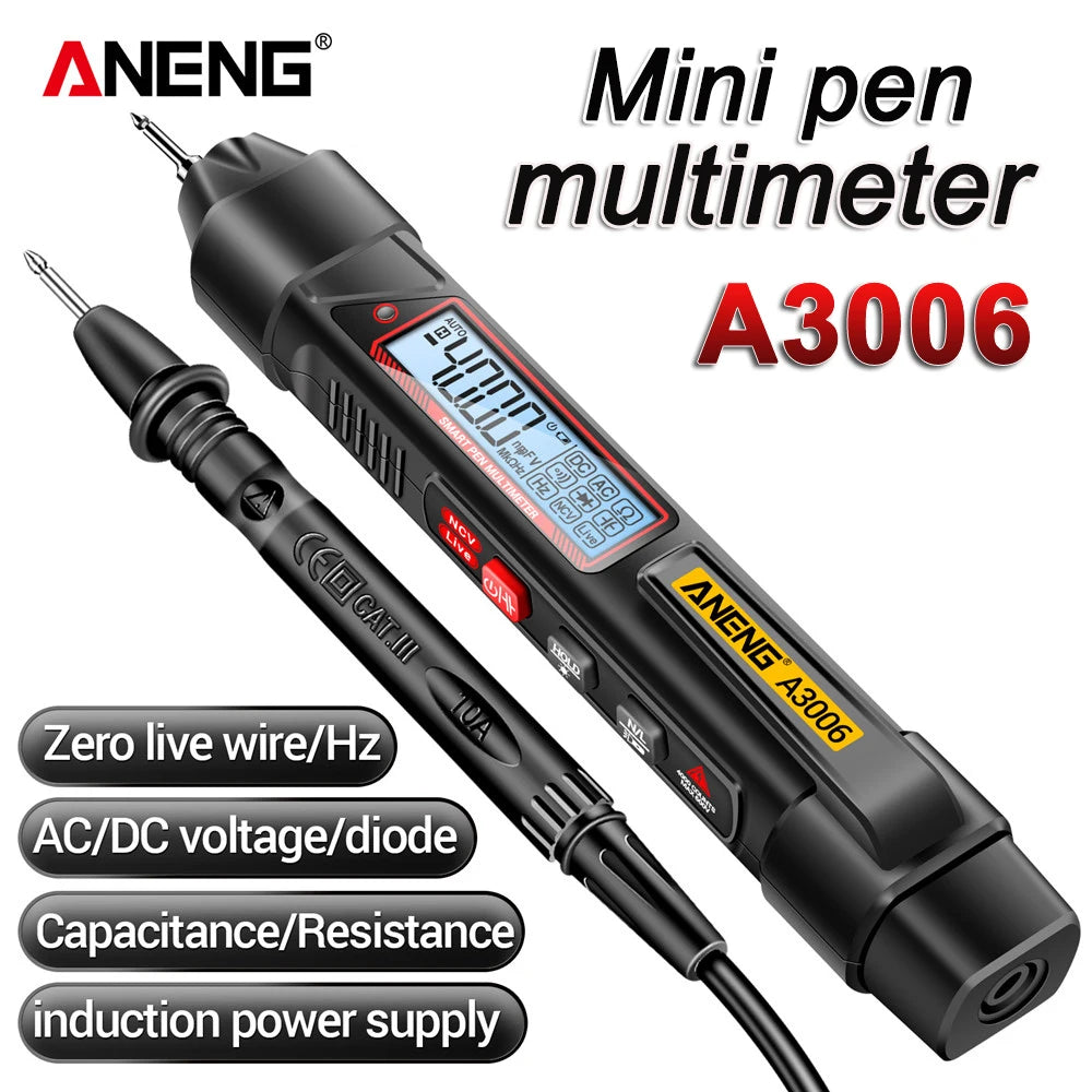 ANENG A3006 Mini Pen Type Multimeter Digital Professional 4000 Counts AC/DC Voltage Ohm Diode Capacitance Hz meter Tool by MVEnergo