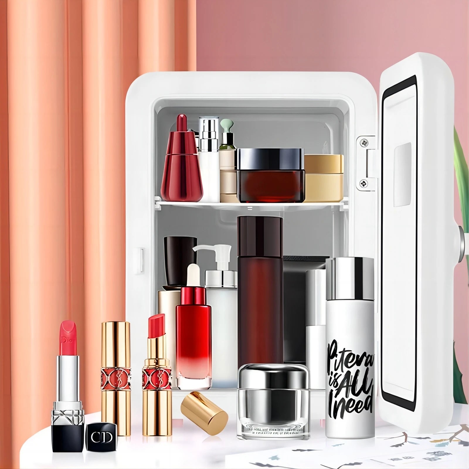 12/220V Mini Multifunction Refrigerator Cosmetics Mask Beverage Dormitory Refrigerators Cooler Warmer Beauty Fridge for Car Home