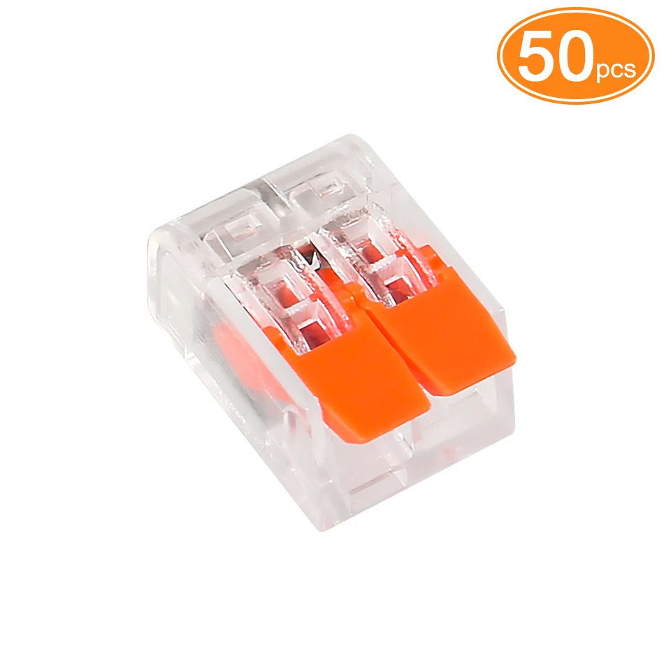50pcs Quick Wire Connectors Plug-in Universal Compact Home Wiring Cable Connector 2/3 Pin Conductor Terminal Block