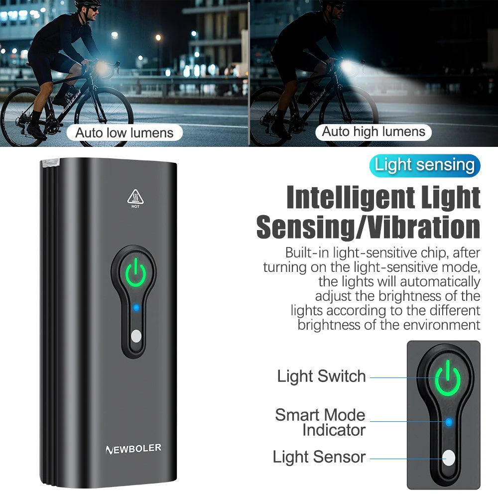 NEWBOLER 10000mAh Smart Bicycle Light Front 10000LM Bike Light Waterproof USB Charging MTB Road Cycling Lamp Bike Accessories by MVEnergo