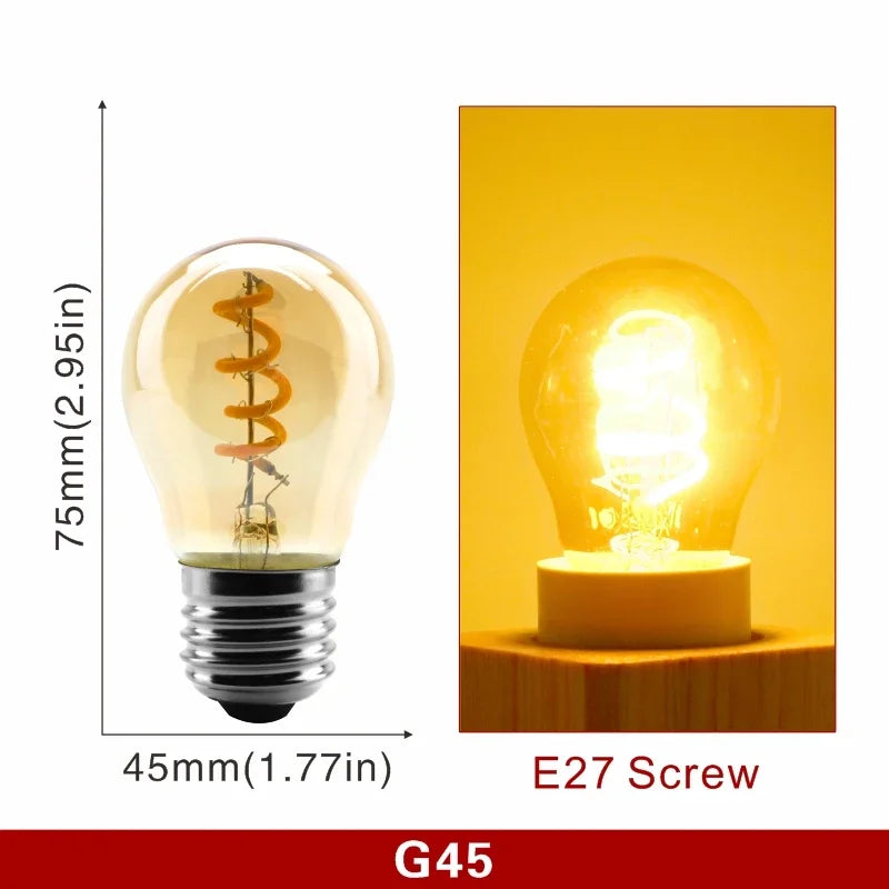 E14 E27 Retro LED Spiral Filament Light Bulb 4W Warm Yellow 220V C35 A60 T45 ST64 T185 T225 G80 G95 G125 Vintage Edison Lamp by MVEnergo