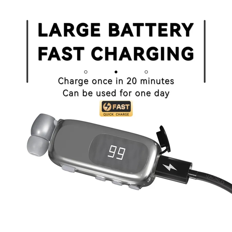 K75 Lavalier Business Headset Bluetooth 5.4 Bass Earphone HD Call Vibration Reminder+Voice Number Reporting Wireless Headphone by MVEnergo